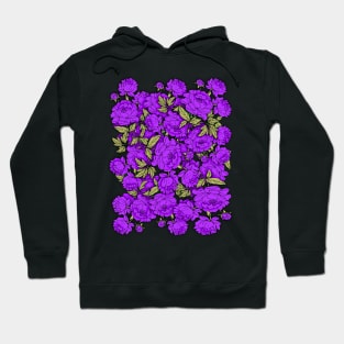 Purple Peonies with Gold Leaves Hoodie